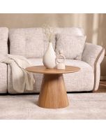 שולחן סלון עגול 60 ס"מ פורניר אש בגוון טבעי דגם ג'רי