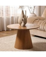 שולחן סלון עגול 60 ס"מ פורניר אש בגוון טבעי דגם ג'רי