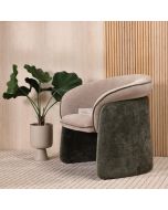 כורסא בד בגוון בז' משולבת ירוק דגם אלורה