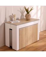 קונסולה נפתחת לשולחן אוכל+כסאות בגוון עץ/לבן דגם דורי