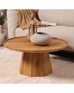 שולחן סלון עגול 80 ס"מ עץ אלון טבעי דגם צ'פמן