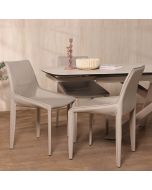 כסא אוכל דמוי עור בז' דגם לאונרדו