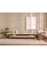 מזנון 220 ס"מ 2 מגירות פורניר אלון וקרמיקה דמוי טרוורטין דגם ג'וליאן