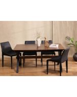 שולחן אוכל נפתח 160 ס"מ רגל איקס מתכת פורניר פישבון אגוז דגם מליבו