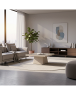 שולחן סלון 90*90 זכוכית משולבת מתכת בגוון אפור דגם פוארטו