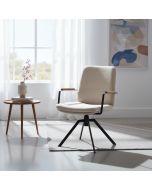 כסא פינת אוכל בד בגוון בז' ידיות משולבות עץ דגם אנטוניו