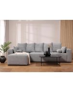 ספת רביצה פינתית שמאל 200*300 ס"מ בד אפור דגם פיקולו