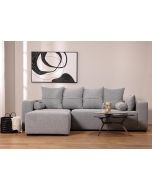 ספת רביצה פינתית שמאל 180*260 ס"מ בד אפור דגם פיקולו