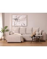 ספת רביצה פינתית שמאל 180*260 ס"מ בד בז' דגם פיקולו