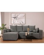 ספת רביצה פינתית שמאל 180*260 ס"מ בד אפור כהה דגם פיקולו