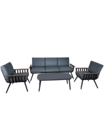 מערכת ישיבה לגינה מאלומיניום תלת מושבית דגם צרפת גוון שחור