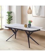 שולחן אוכל אבן קרמית באורך 1.8 מטר נפתח ל- 2.6 מטר עם רגלי ברזל דגם קראש