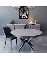 שולחן פינת אוכל עגול נפתח דמוי שיש דגם גרניט מוזהב