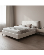 מיטה זוגית 200*160 ס"מ מרופדת בד קטיפתי דגם ספייס בגוון קרם