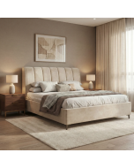 מיטה זוגית 160/200 עם ארגז מצעים מעץ דגם אליזבט בגוון קרם