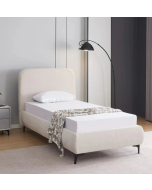 מיטה יחיד 190×90 מרופדת בד רחיץ דגם קורין בגוון קרם