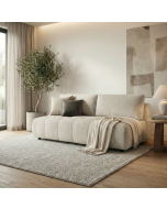 ספה מעוצבת נפתחת למיטה זוגית עם ארגז מצעים דגם קרן בגוון קרם