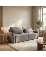 ספה מעוצבת נפתחת למיטה זוגית עם ארגז מצעים דגם איילה בגוון אפור