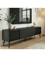 מזנון לסלון אפור כהה מעוצב דגם ברצלונה – חזית מחורצת 180 ס”מ