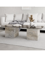 שולחן סלון עם זכוכית מושחרת דגם Lotus פורמייקה אבן