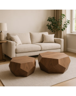 זוג שולחנות סלון גיאומטריים דגם Mayo גוון אגוז אמריקאי