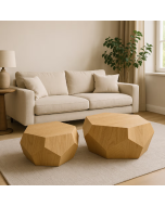 זוג שולחנות סלון גיאומטריים דגם Mayo גוון אלון טבעי