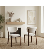 זוג כסאות לפינת אוכל מרופדים בד רחיץ דגם דורי רגל אגוז