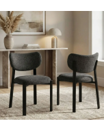 זוג כסאות לפינת אוכל מרופדים בד רחיץ דגם דורי רגל שחורה