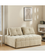 ספה נפתחת למיטה זוגית עם ראש מתכוונן דגם קמפרי בגוון קרם