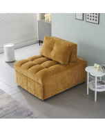 כורסא נפתחת למיטת יחיד עם ראש מתכוונן דגם ליקר בגוון חרדל