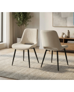 זוג כסאות אוכל מעוצב לפינת אוכל דגם שוהם בגוון קרם