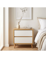 שידת 2 מגירות דגם דיאנה עץ בשילוב לבן