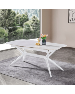 שולחן אוכל אבן קרמית באורך 1.8 מטר נפתח ל- 2.4 מטר דגם חץ בגוון אבן