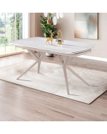 שולחן אוכל אבן קרמית באורך 1.8 מטר נפתח ל- 2.6 מטר דגם טוויסט