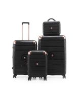 סט 3 מזוודות יוקרה קשיחות עם תיק איפור 31/27/19 דגם Amsterdam שחור