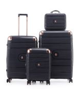 סט 3 מזוודות יוקרה קשיחות עם תיק איפור 31/27/19 דגם Amsterdam כחול כהה