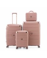 סט 3 מזוודות יוקרה קשיחות עם תיק איפור 31/27/19 דגם Amsterdam רוז גולד