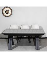 שולחן אוכל מפואר נפתח 1.8-4.8 מטר עם רגלי ברזל דגם בארי בגוון בטון