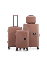 סט 3 מזוודות יוקרה קשיחות + תיק איפור תואם 30/26/20 דגם Boston רוז גולד