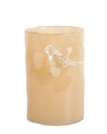 אגרטל זכוכית מעוצב דגם ציפור על ענף צהוב בהיר