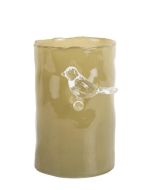 אגרטל זכוכית מעוצב דגם ציפור על ענף ירוק זית