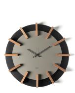 שעון קיר מעוצב TIMON שחור מתכת ועץ בוק 70 ס"מ