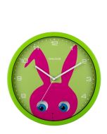 שעון קיר ממתכת - Peekaboo ארנב עם עיניים זזות
