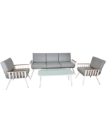 מערכת ישיבה לגינה מאלומיניום תלת מושבית דגם צרפת גוון לבן