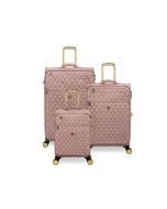 סט 3 מזוודות בד יוקרתיות וקלות 30/25/20 דגם Glimmering צבע ורוד מוזהב