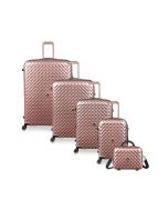 סט 5 מזוודות יוקרה קשיחות 32/28/24/20 + תיק איפור דגם Glitzy רוז גולד