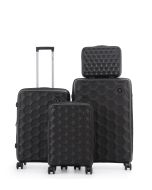 סט 3 מזוודות יוקרה קשיחות + תיק איפור תואם 28/24/20 דגם Porto שחור