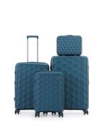 סט 3 מזוודות יוקרה קשיחות + תיק איפור תואם 28/24/20 דגם Porto כחול