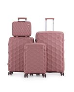 סט 3 מזוודות יוקרה קשיחות + תיק איפור תואם 28/24/20 דגם Porto רוז גולד