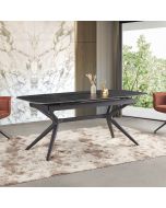 שולחן אוכל אבן קרמית באורך 1.8 מטר נפתח ל- 2.4 מטר דגם חץ בגוון אפור פחם